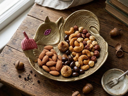 Aluminum Squirrel Fruit Bowl Rustic Decorative Snack Dish, Elegant Serving Accent