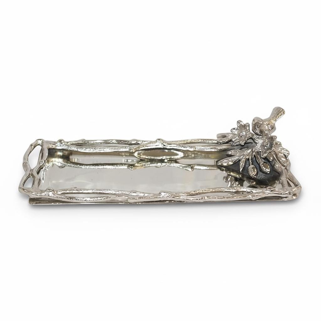 Bird-Themed Rectangular Platter – Elegant Charm with a Sturdy Base