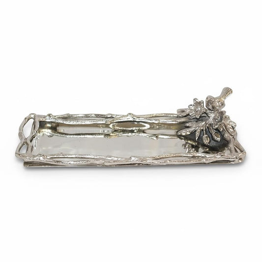 Bird-Themed Rectangular Platter – Elegant Charm with a Sturdy Base
