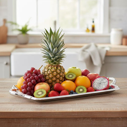Handcrafted Aluminum Serving Tray | Festive Snack Platter
