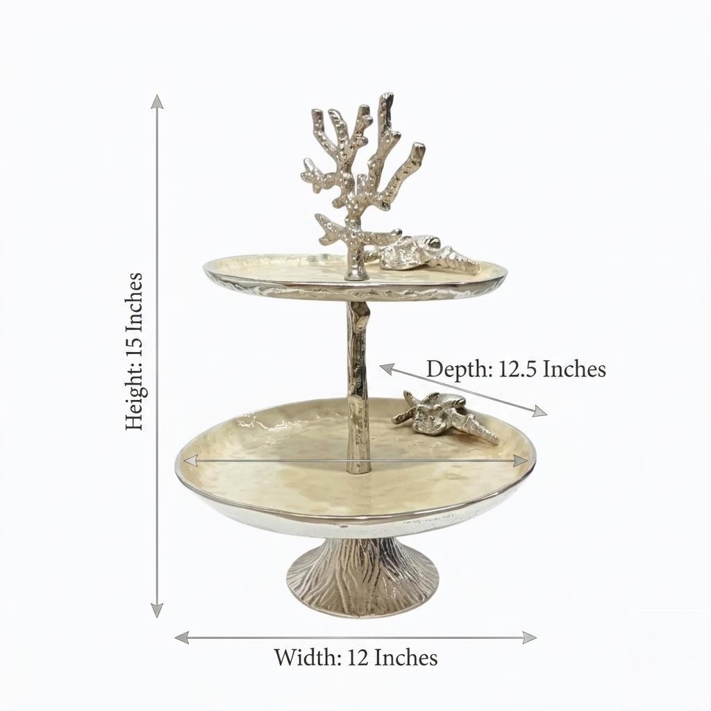 Handmade Metallic Tiered Display Stand, Sea Inspired, Coastal Party Accent