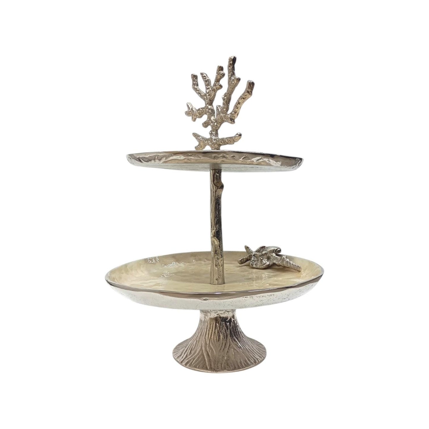 Handmade Metallic Tiered Display Stand, Sea Inspired, Coastal Party Accent