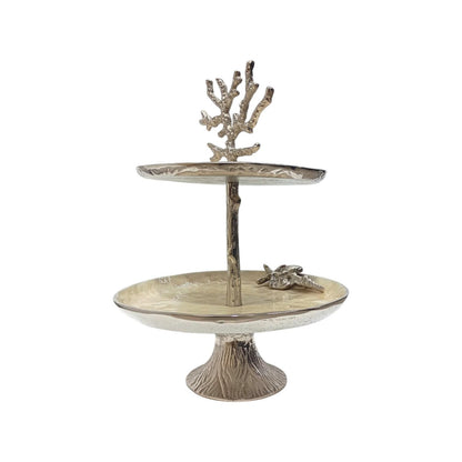 Handmade Metallic Tiered Display Stand, Sea Inspired, Coastal Party Accent