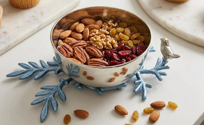 Handcrafted Aluminum Fruit Bowl | Bird Branch Centerpiece | Rustic Home Decor