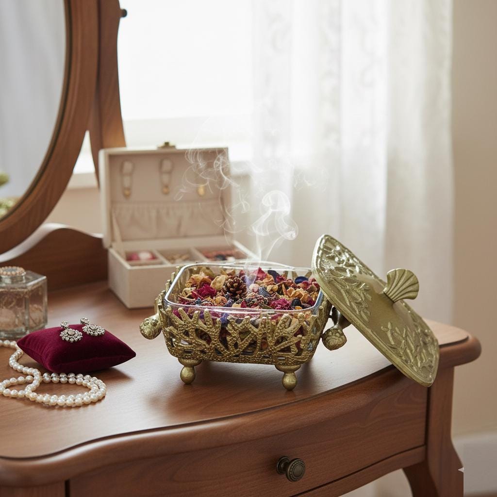 Coastal themed casserole dish, featuring a glass bottom and metal lid and stand