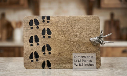 Stag Antler Cheese Board, Rustic Deer Head Handle Charcuterie Platter
