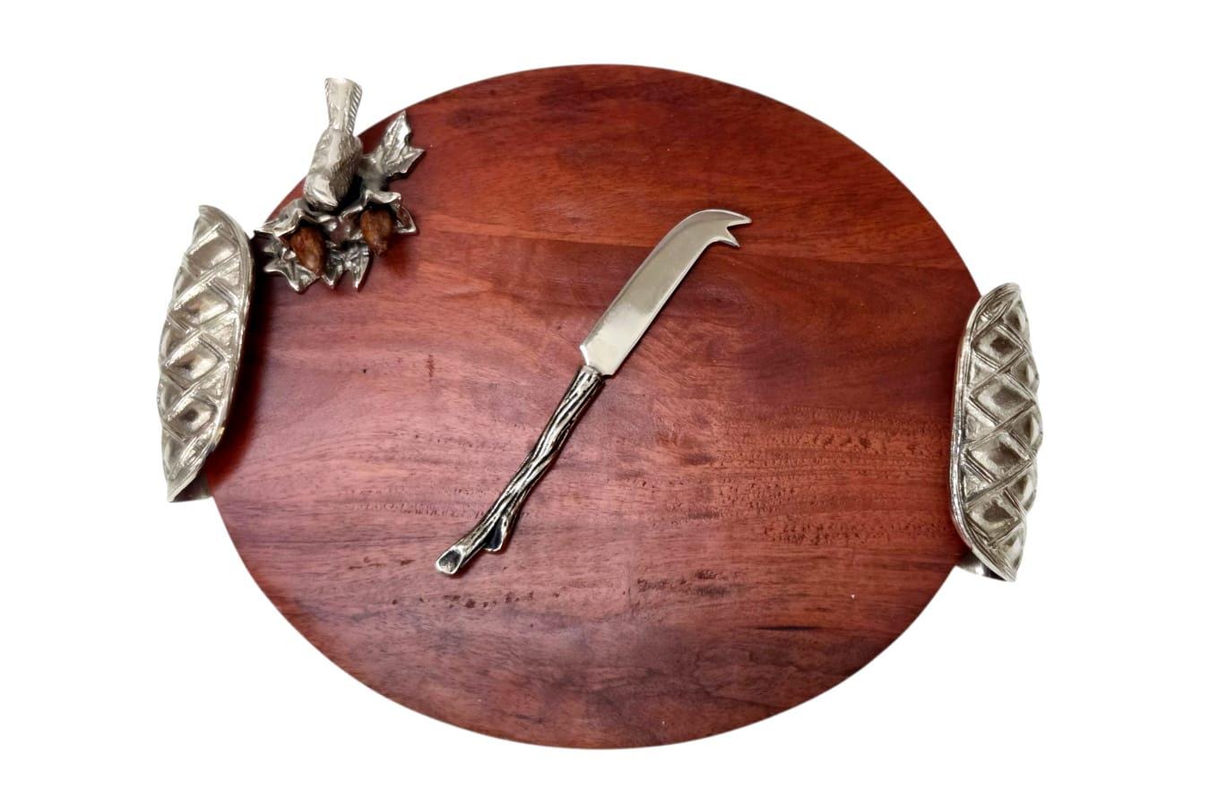 Trellis Designs Wooden Cheese Board – Rustic Farmhouse Charcuterie Serving Tray
