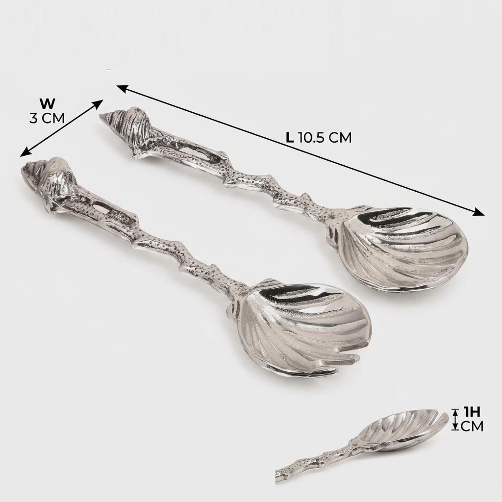 Coral Salad Server Set Silver | Coastal Tableware Gift