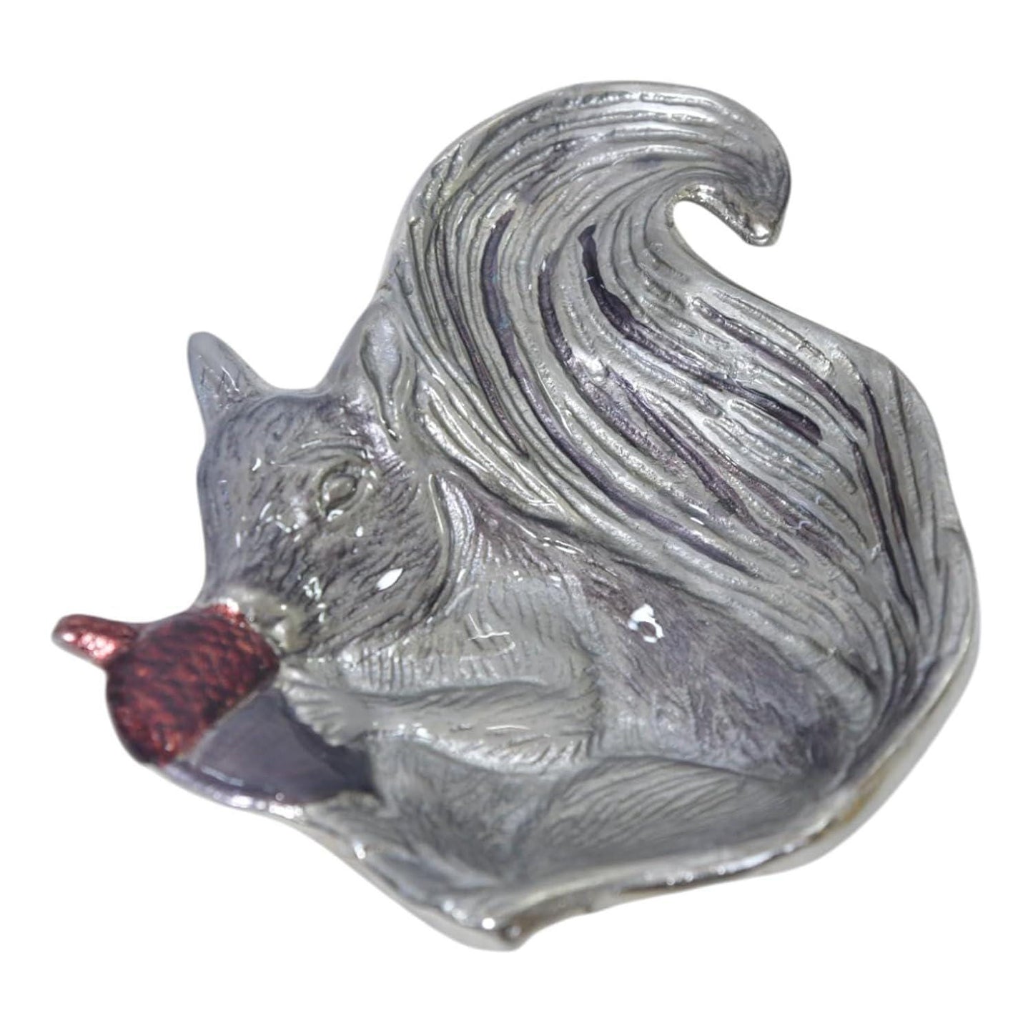Cast Metal Squirrel Snack Bowl, Forest Animal Table Accent, Handcrafted Wildlife Home Decor