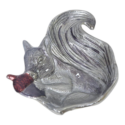 Cast Metal Squirrel Snack Bowl, Forest Animal Table Accent, Handcrafted Wildlife Home Decor