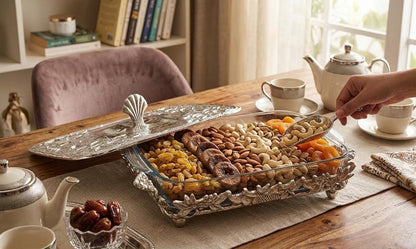 Rectangular Coral Design Casserole Dish with Turkish Glass Lid | 4 Qt Oven to Table Bakeware
