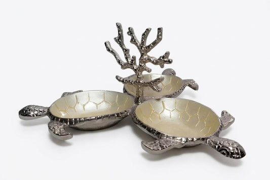 Turtle Serving Dish | Mother of Pearl Enamel, Coastal Kitchen Decor