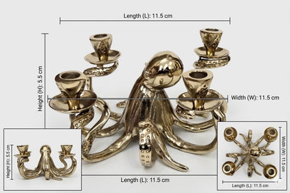 Octopus Candelabra: Gothic Nautical 4-Arm Tentacle Candle Holder – Ocean Decor