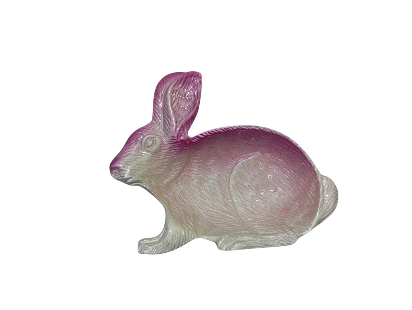 Pink Enamel Rabbit Candy Dish, Handcrafted Aluminum Easter Tray, Spring Table Decor