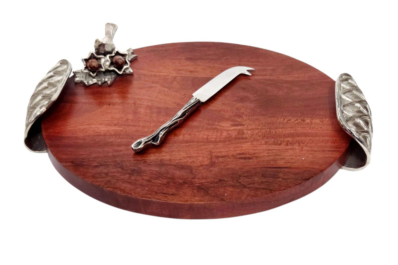 Trellis Designs Wooden Cheese Board – Rustic Farmhouse Charcuterie Serving Tray