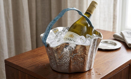 Artisan Aluminum Wine Chiller | Silver Ice Bucket, Home Bar Decor