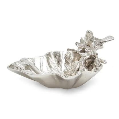 Handcrafted Aluminum Snack Bowl, Bird Branch Design, Rustic Metal Decor
