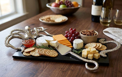 Octopus Granite Cheese Board, Ocean Coastal Serving Tray, Seafood Kitchen Decor