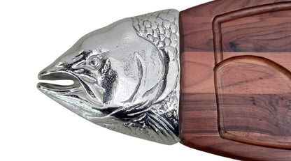 Salmon Shaped Wooden Cheese Board | Rustic Charcuterie Serving Platter