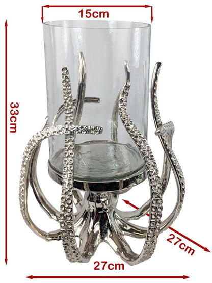 Illuminate Your Space with the Unique Octopus Candle Holder | Coastal Hurricane Lantern, 33cm