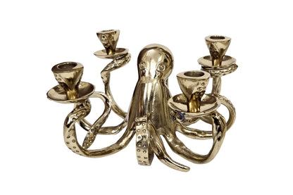 Octopus Candelabra: Gothic Nautical 4-Arm Tentacle Candle Holder – Ocean Decor