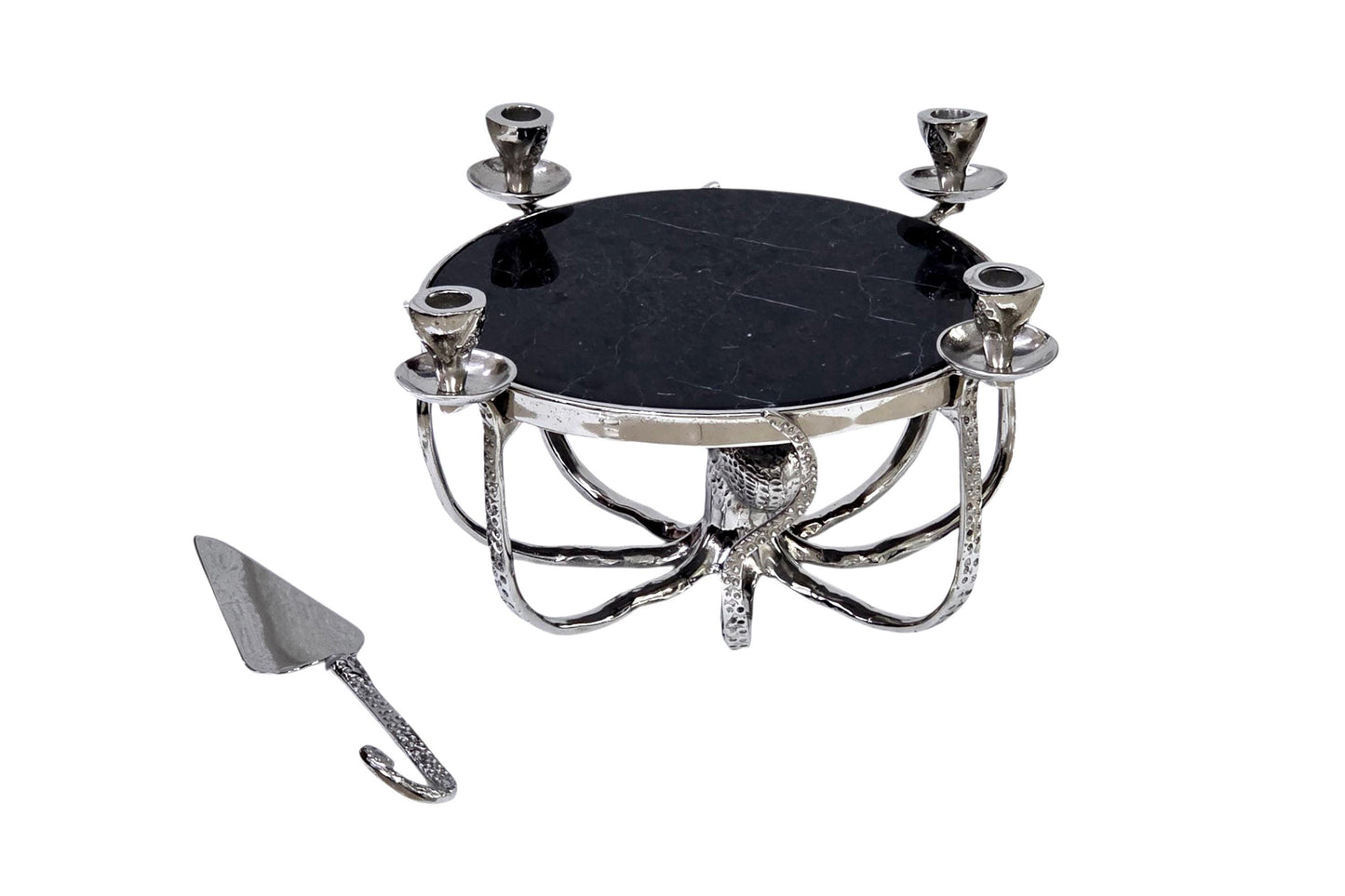 Octopus Candle Cheese Board with Cake Lifter – Coastal Aluminum Serving Platter