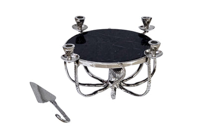 Octopus Candle Cheese Board with Cake Lifter – Coastal Aluminum Serving Platter