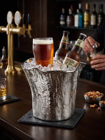 Artisan Aluminum Ice Bucket with Scoop | 3-6 Bottle Wine Cooler
