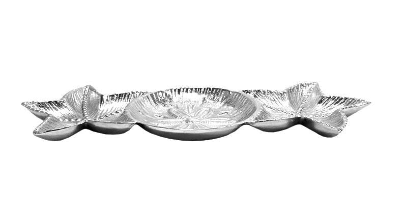 Handcrafted Aluminum Platter | Silver Serving Tray, Table Centerpiece