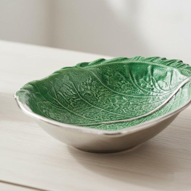 Aluminium Leaf Bowl, Decorative Metal Bowl, Leaf Serving Bowl, Rustic Home Decor, Fruit Bowl, Centerpiece Bowl, Gift for Home