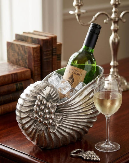 Aluminum Nautilus Seashell Wine Chiller | Coastal Vase Planter