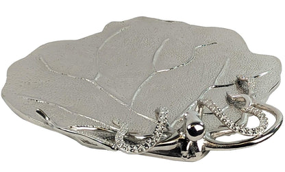 Octopus Leaf Serving Tray | Silver Coastal Platter, Nautical Ocean Decor Bowl