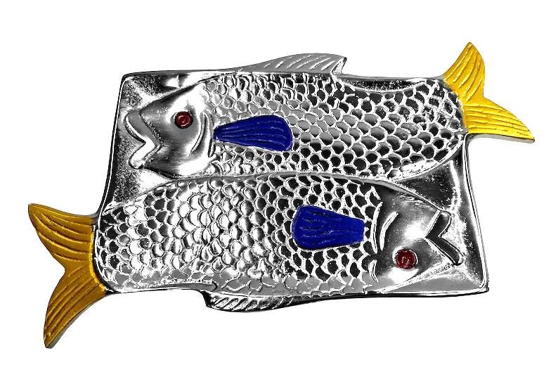 Double Fish Metal Serving Platter, Coastal Beach House Appetizer Tray