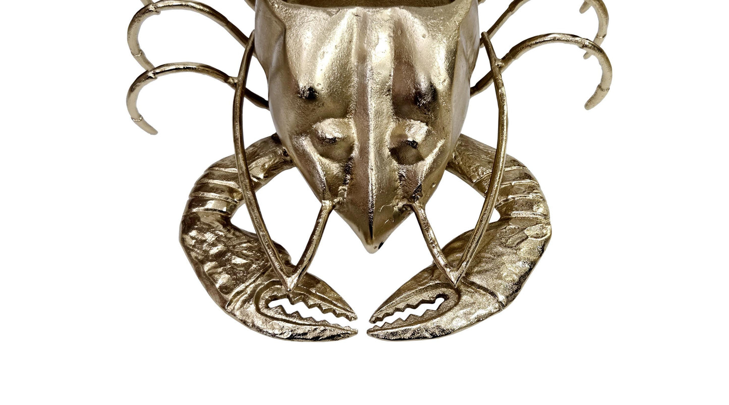 Gold Lobster Wine Bottle Holder, Nautical Bar Decor, Beach House Wine Rack