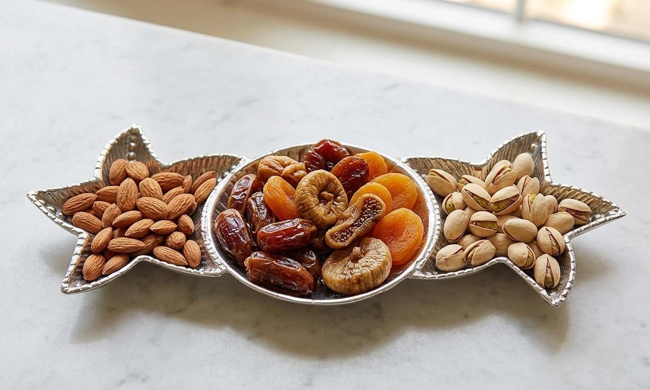 Handcrafted Aluminum Platter | Silver Serving Tray, Table Centerpiece