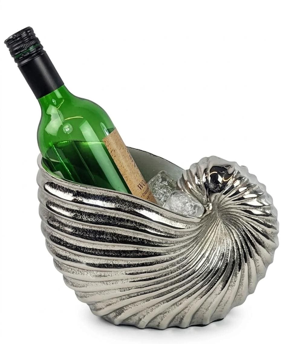 Aluminum Nautilus Seashell Wine Chiller | Coastal Vase Planter
