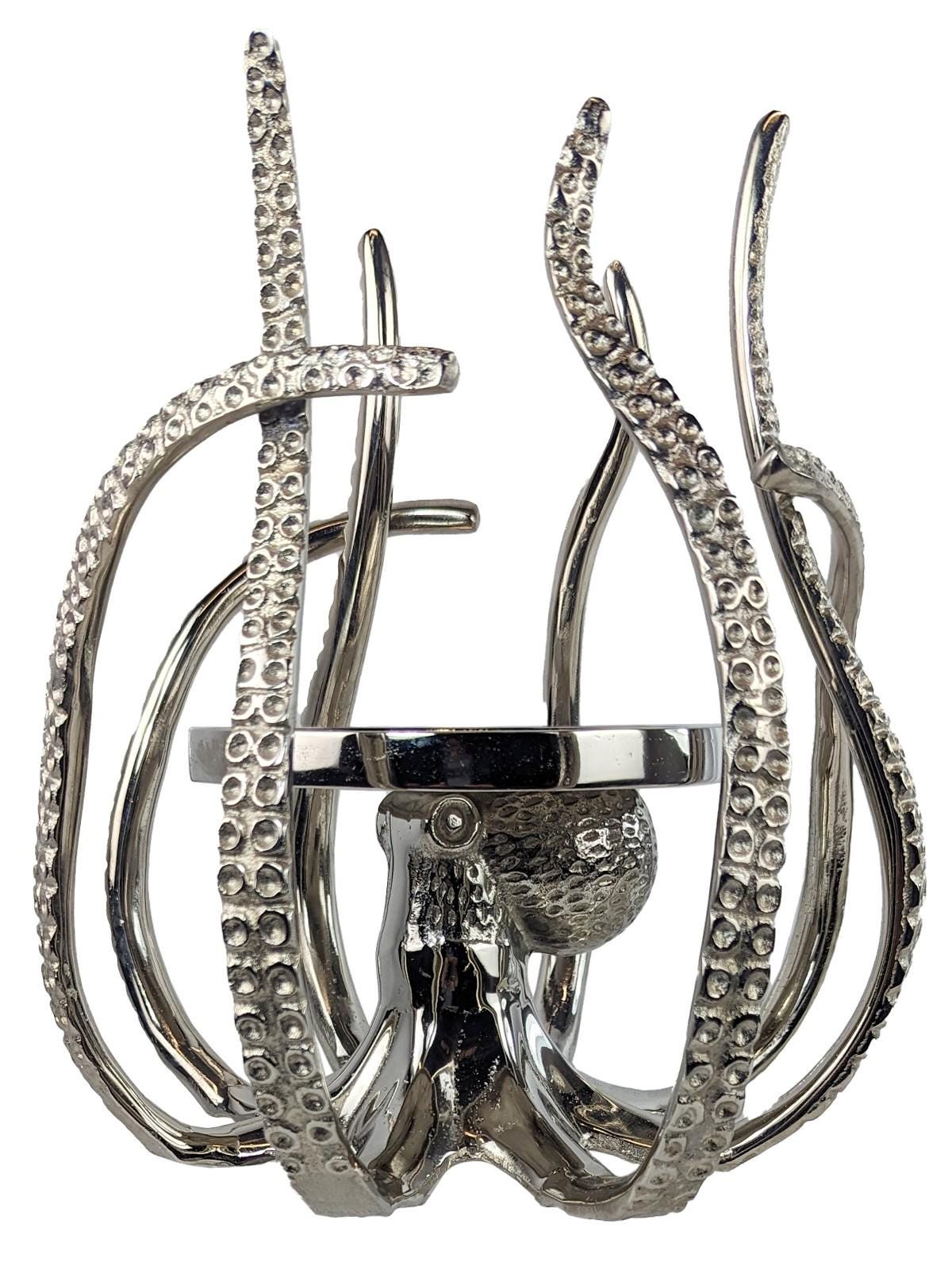 Illuminate Your Space with the Unique Octopus Candle Holder | Coastal Hurricane Lantern, 33cm