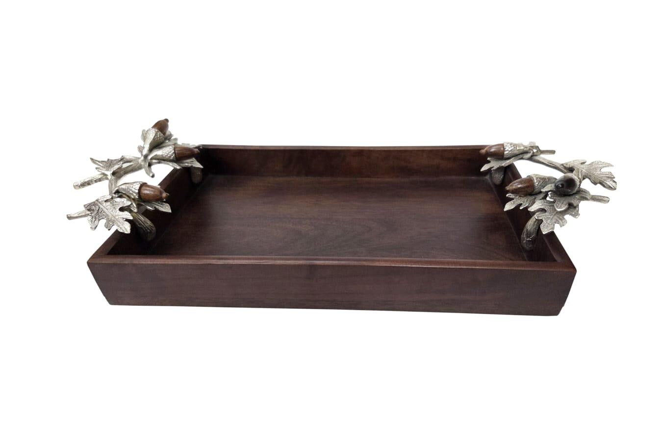 Woodland Serving Tray | Acorn Metal Handles, Farmhouse Decor
