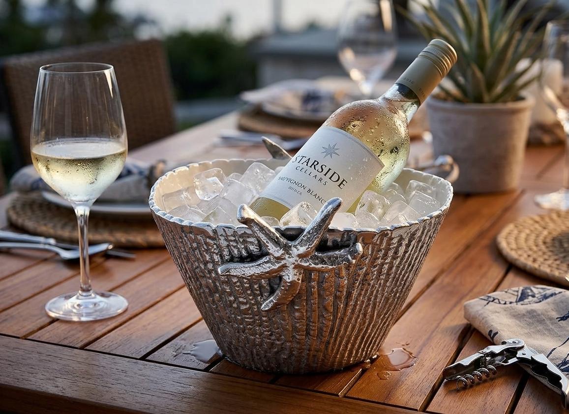 Starfish Handle Wine Bottle Holder | Mother of Pearl Coastal Decor