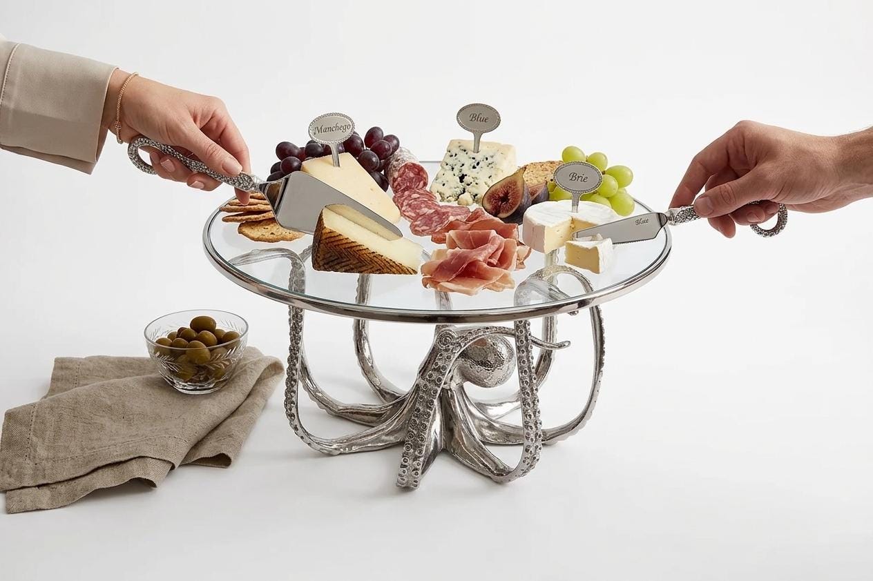 Octopus Kraken Cheese Board, Nautical Charcuterie Platter, Coastal Serving Tray