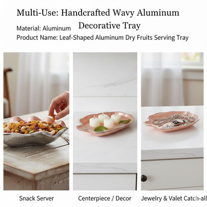 Handcrafted Aluminum Shell Tray, Wavy Enamel Coastal Decor Accent