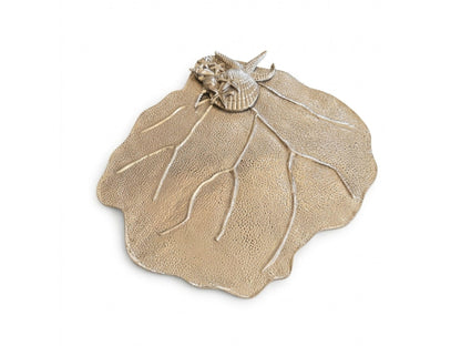Seafan Serving Platter: Aluminium Coastal Tray, Silver Beach House Centerpiece