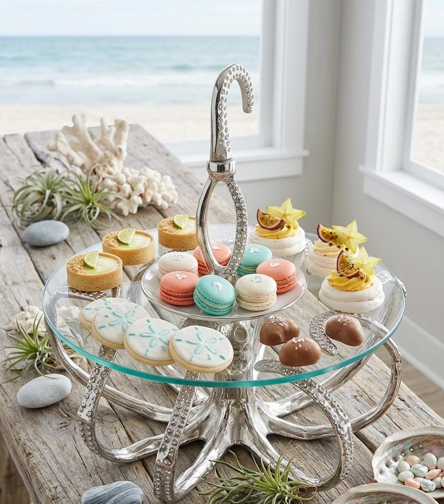 Octopus Pastry Stand, Coastal Dessert Display, Ocean Themed Cake Stand, Beach House Decor