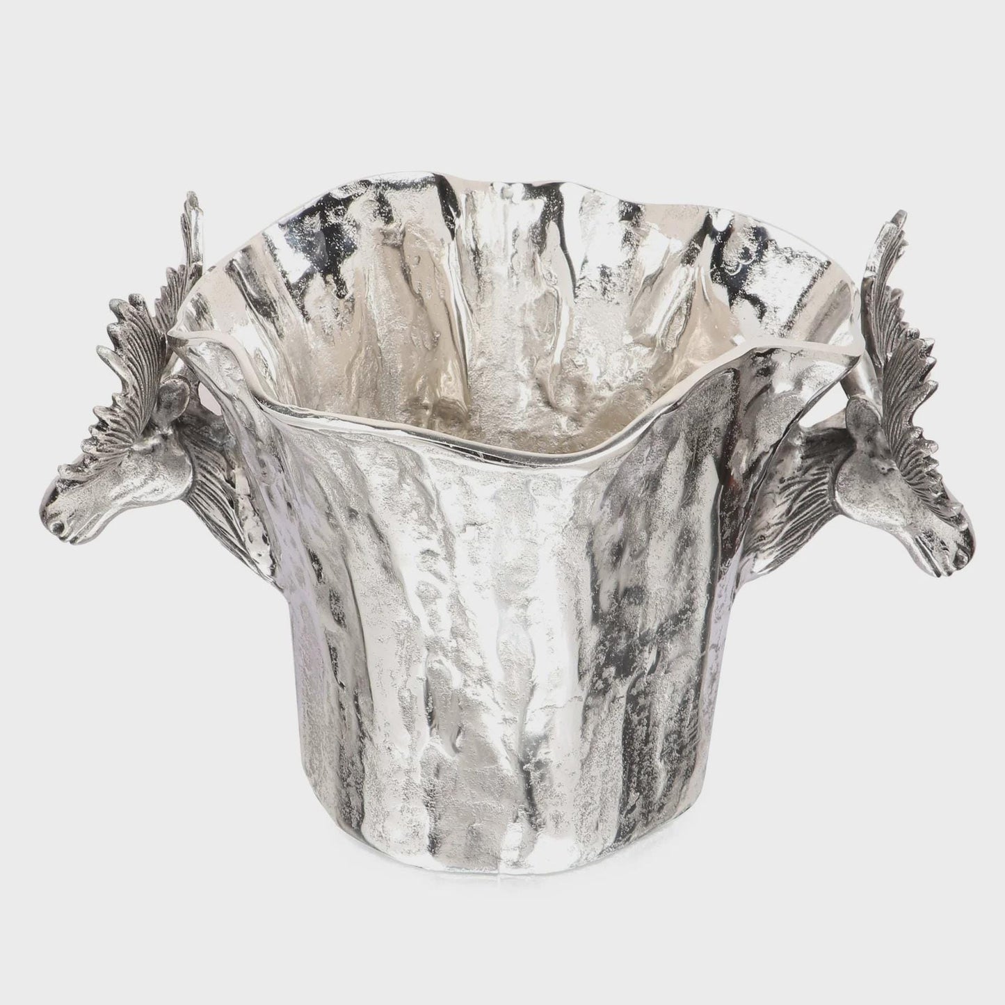 Handcrafted Aluminum Moose Wine Bucket – Rustic Lodge Barware, Silver Plated Champagne Cooler