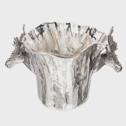 Handcrafted Aluminum Moose Wine Bucket – Rustic Lodge Barware, Silver Plated Champagne Cooler