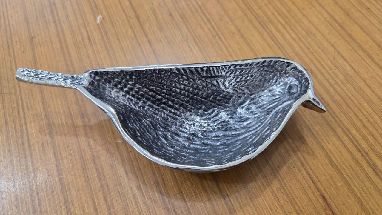 Dove Bird Aluminum Serving Bowl | Decorative Snack Dish, Table Centerpiece