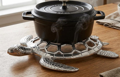 Sea Turtle Trivet, Cast Aluminium Hot Pad, Coastal Kitchen Decor, Heat Resistant Pot Holder