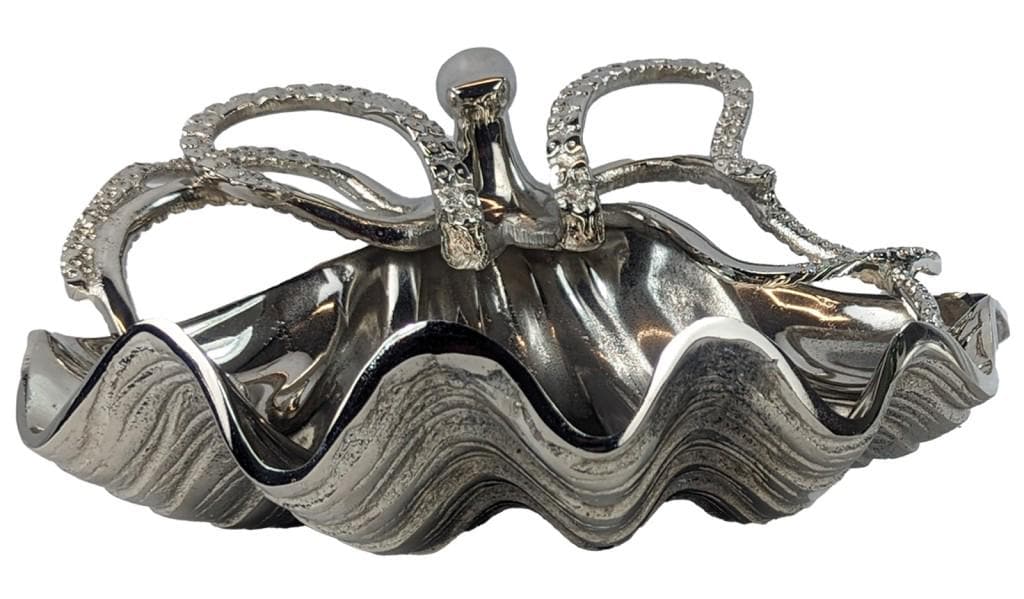 Handcrafted Aluminum Octopus Shell Wine Cooler, Coastal Bar Decor, Nautical Ice Bucket