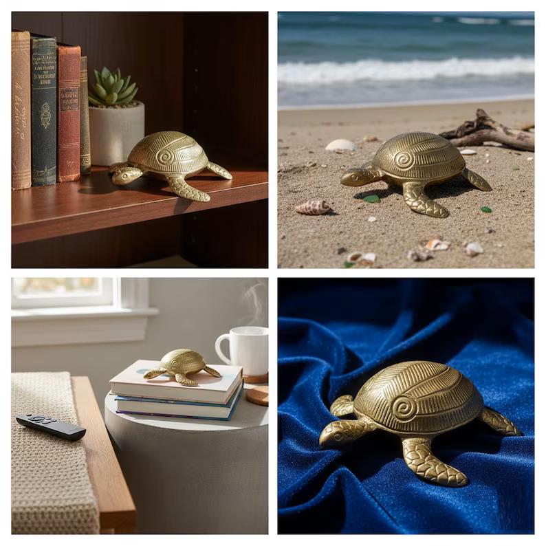 Handcrafted Aluminum Tortoise Figurine, Feng Shui Lucky Turtle, Prosperity Symbol Ornament