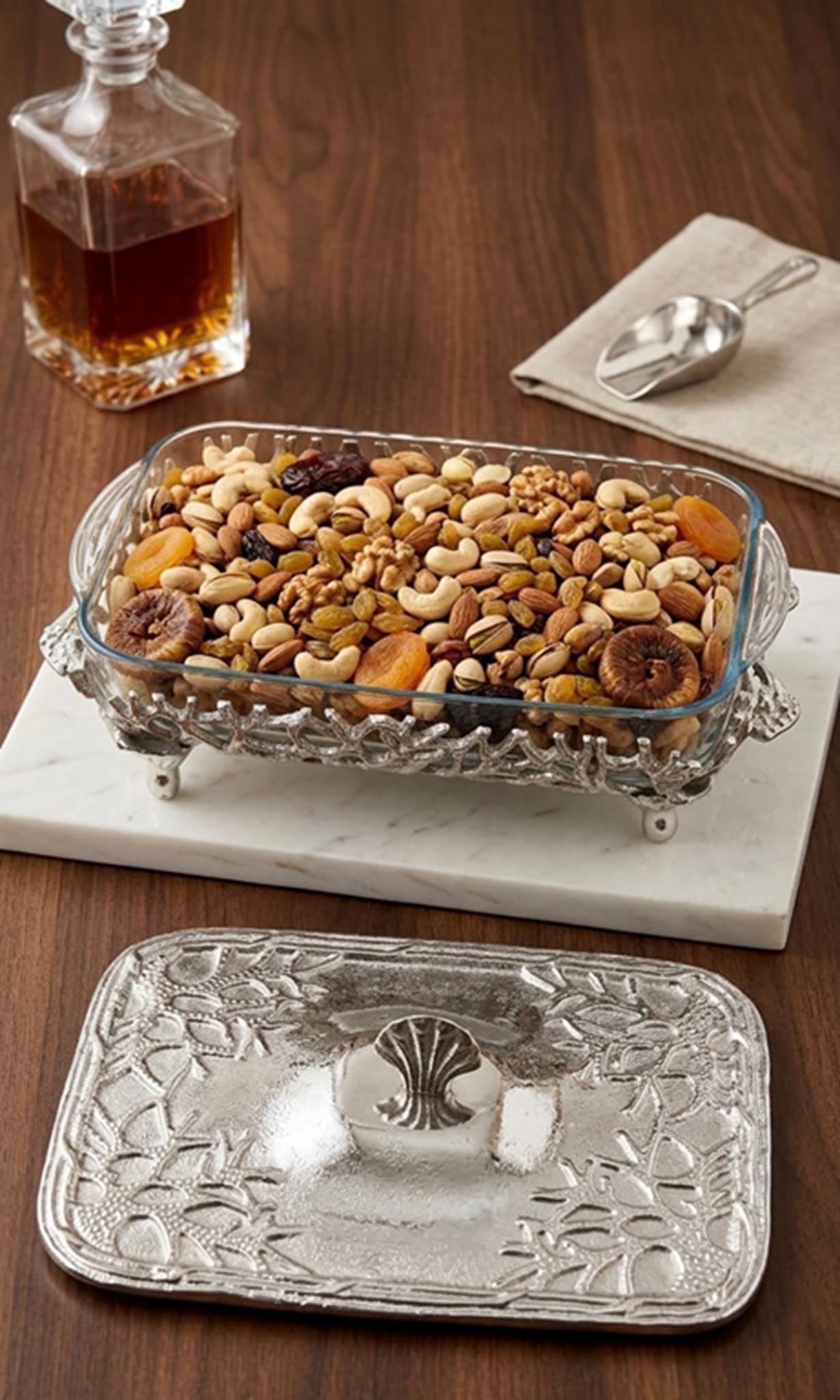 Rectangular Coral Design Casserole Dish with Turkish Glass Lid | 4 Qt Oven to Table Bakeware